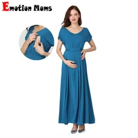 emotion moms 2021 spring summer maternity clothes pregnant women dress casual sexy v neck for pregnant women