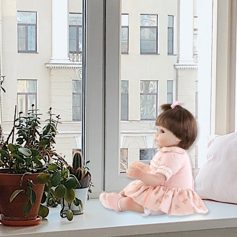 

17 inch Lovely Reborn Baby Girl Dolls Toddler Realistic Silicone Short Hair Toy 203E