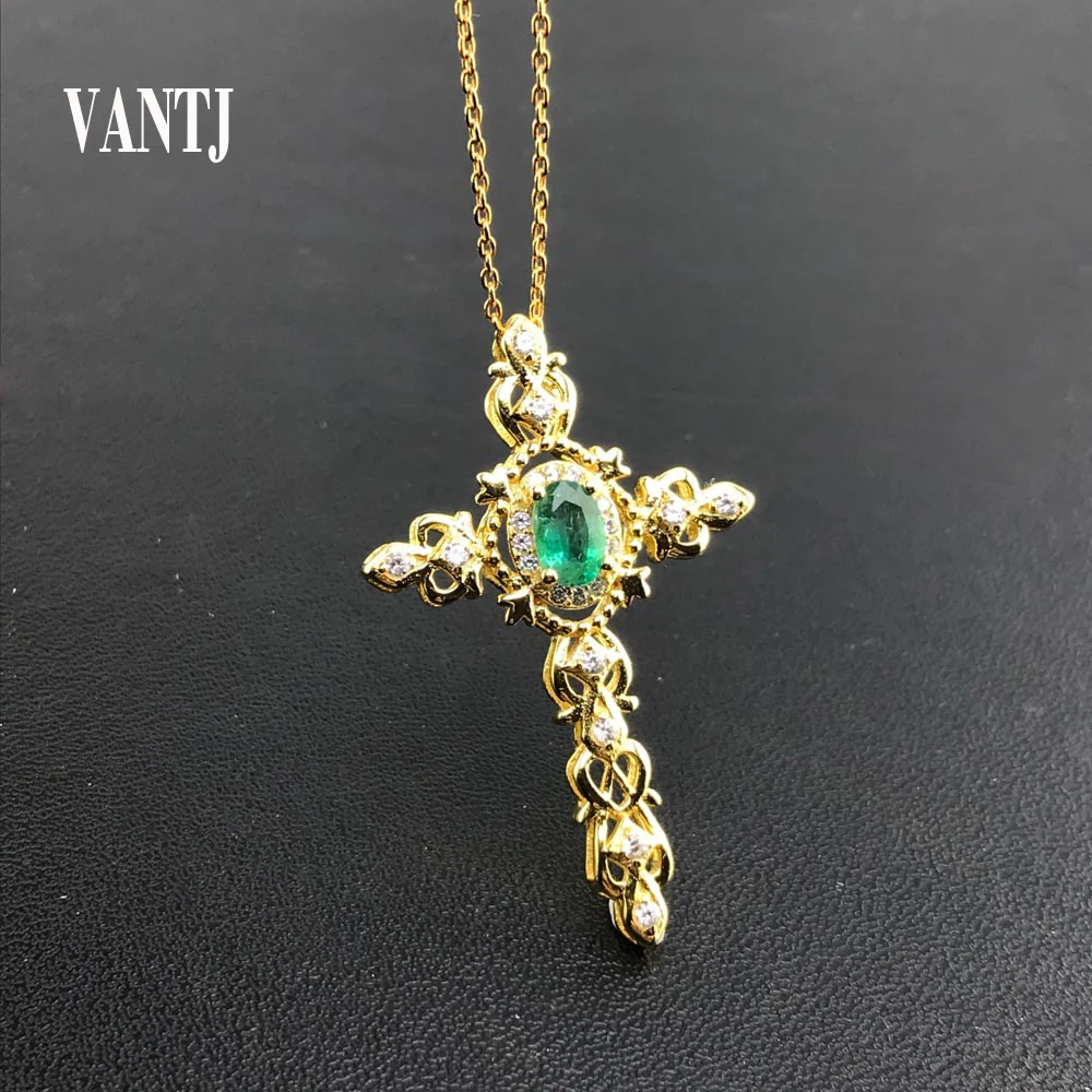 Real Natural Emerald Pendant Sterling 925 Silver Necklace Gemstone Oval Cut 4*6mm for Women Lady Jewelry Wedding Party Gift