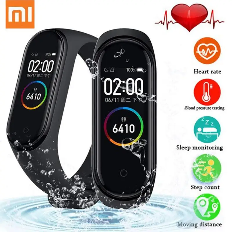 Xiaomi mi Band 4 оригинальная глобальная версия водонепроницаемый смарт mi band 4 браслет пульсометр фитнес 135 мАч 3 вида цветов экран Bluetooth 5,0