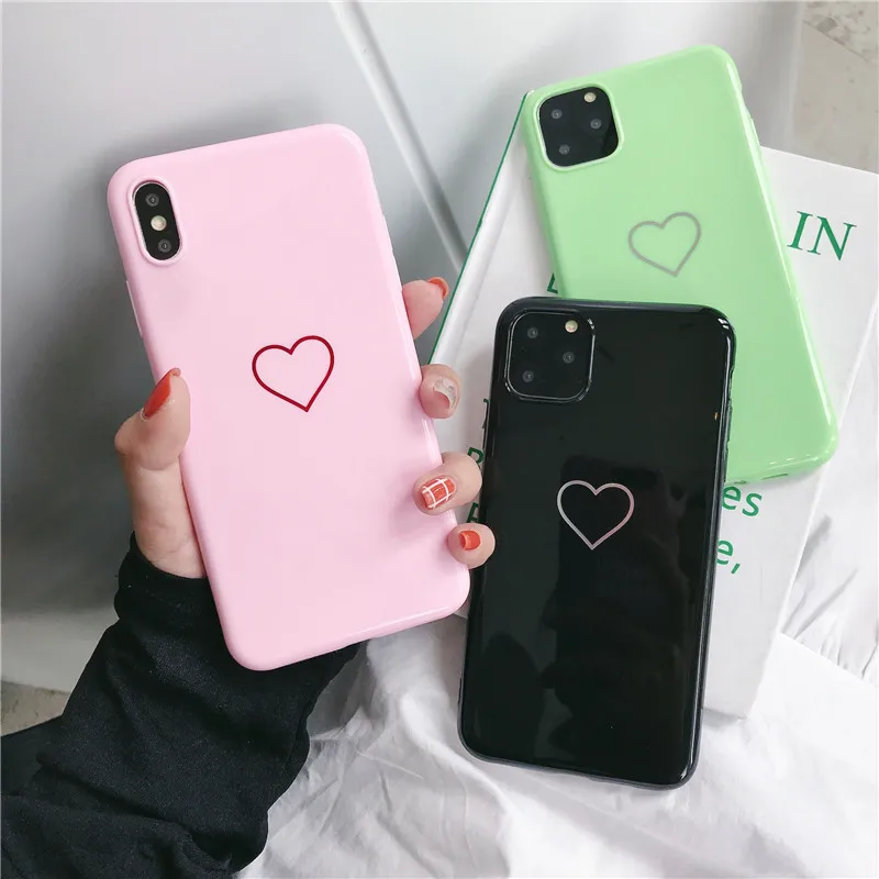 Пара Глянцевая любовь сердце корона мягкий чехол для iPhone 11 Pro XR XS MAX X 7 8 6 6s Plus