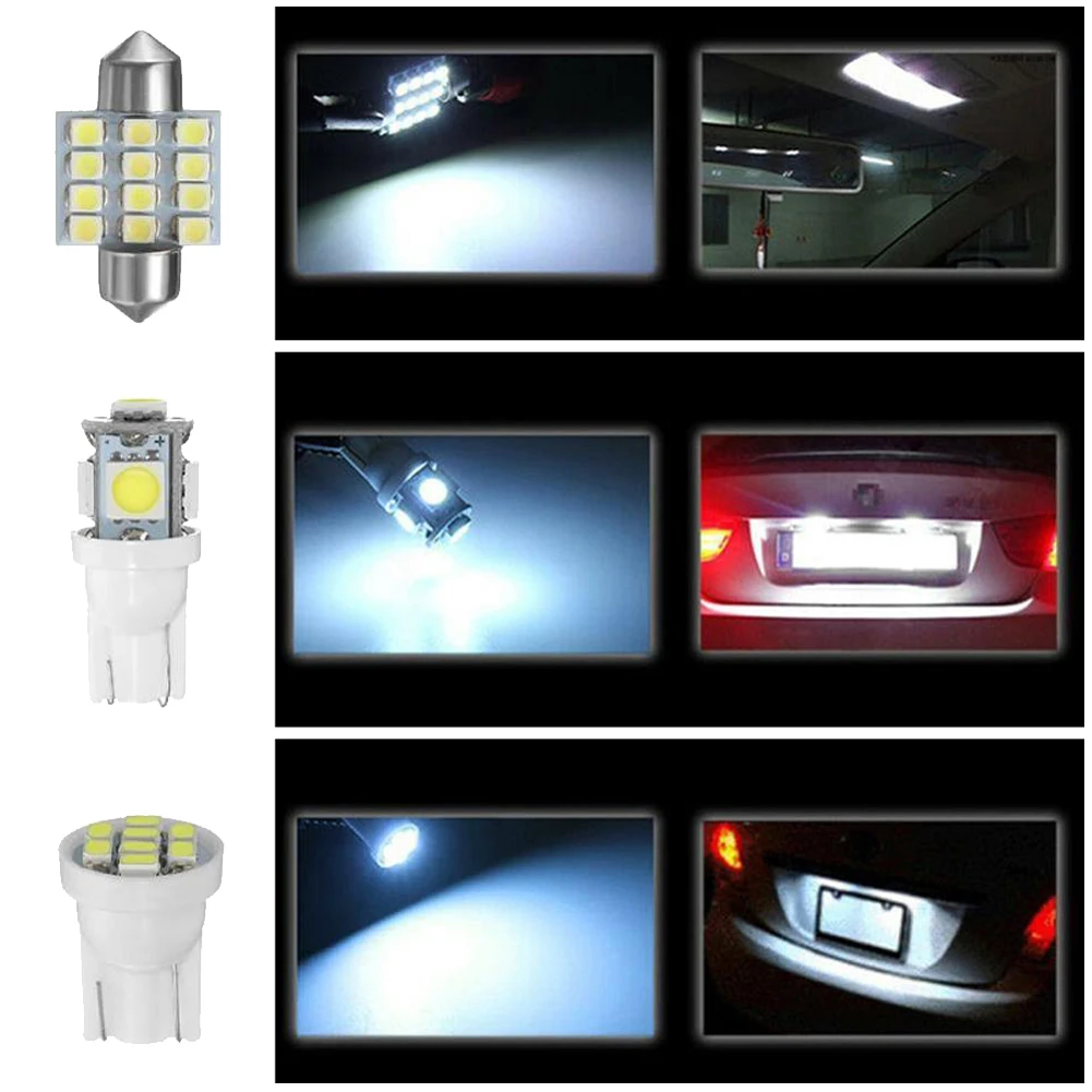 

13pcs White Auto LED Bulbs 12V Car Interior Lights For Dome License Plate Lamp
