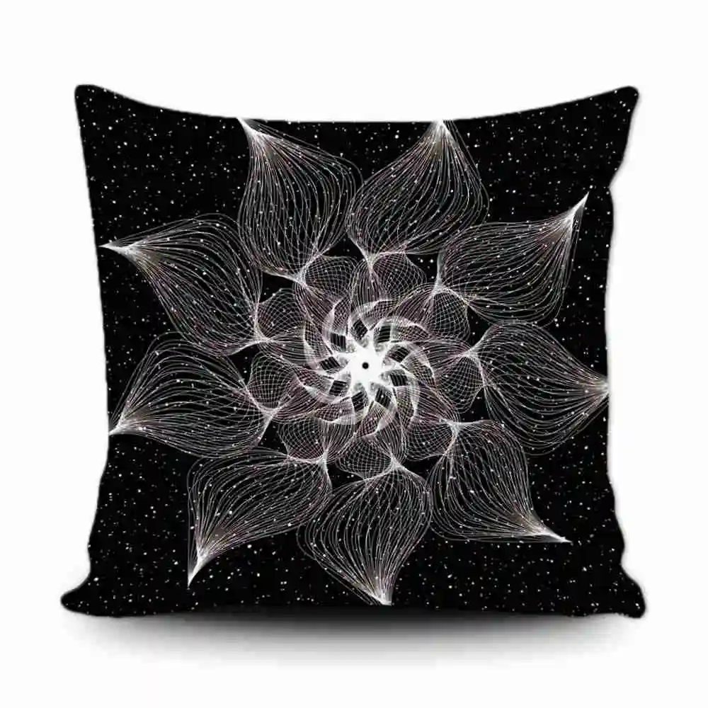 

Mandala Floral Throw Pillow Cover Bohemian Boho Style Canvas Pillowcase Cushion Decor Home 18x18 Inch