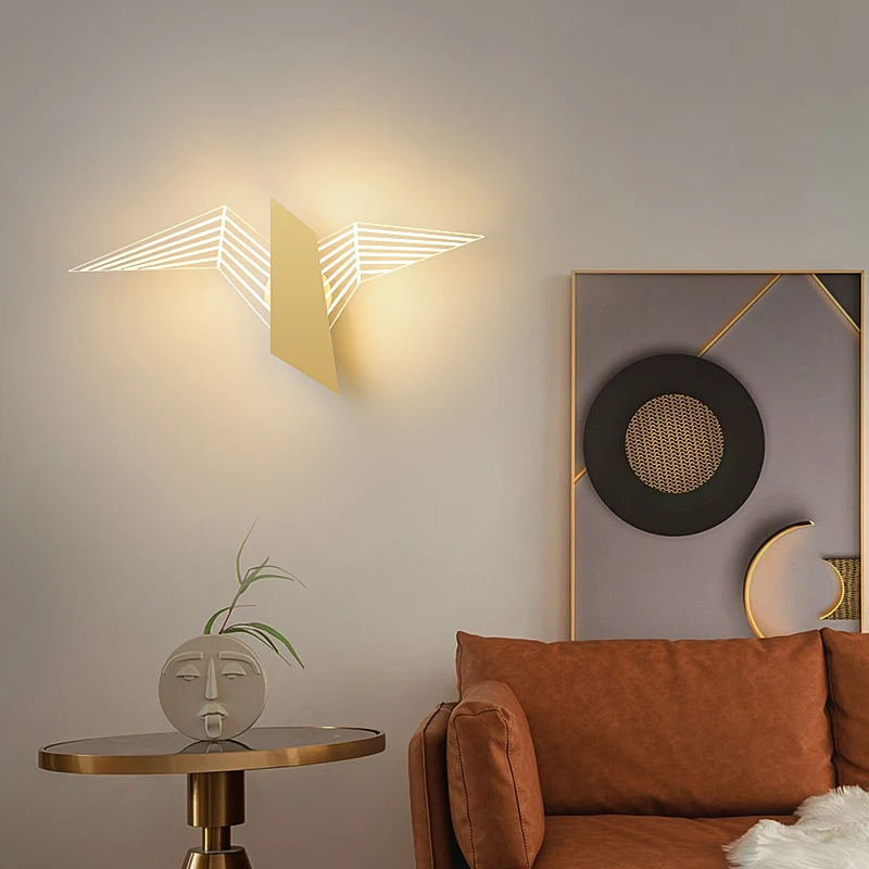 

LEDWall lamp minimalist living room TV background wall lamp modern creative personality aisle seagull bedroom bedside lamp