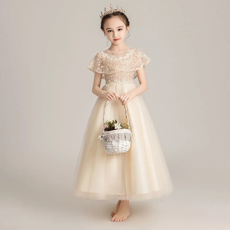 Evening Princess Girls Party White Prom Tulle Dress Fluffy Flower Girl Winter Velvet Wedding Toddler Dresses For New Year 2023