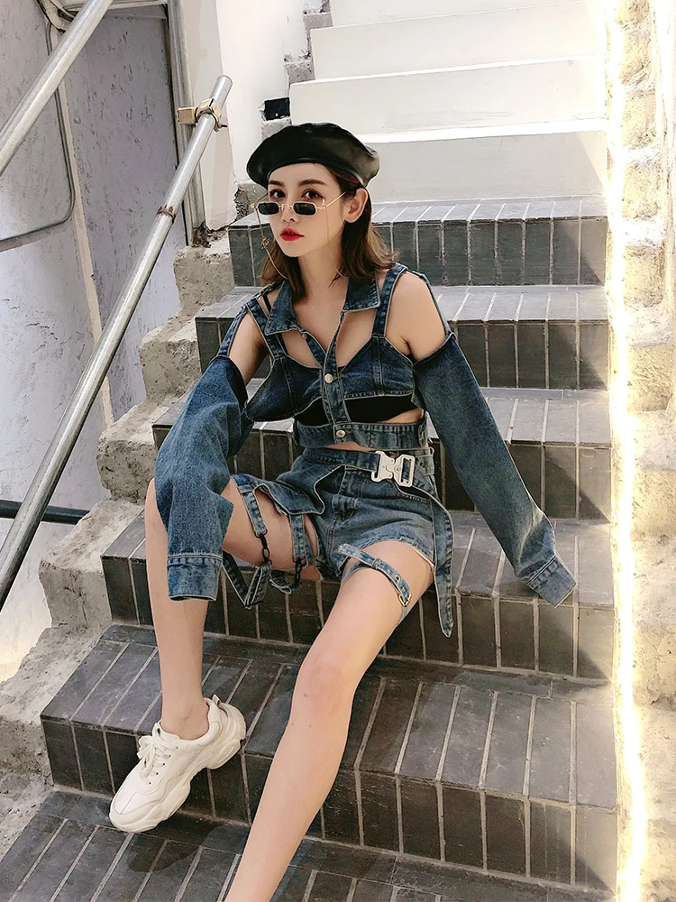 Европейские товары Новинка осени 2019 индивидуальная короткая джинсовая куртка с