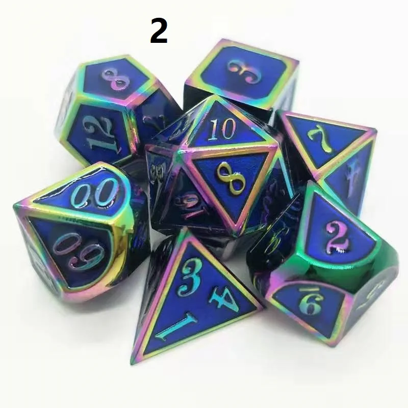 Новейший высококлассный 7 шт./компл. игральные кости DND набор dados rpg игральные кости настольная игра d20 dobbelstenen dados rol металлические многогранные игральные кости