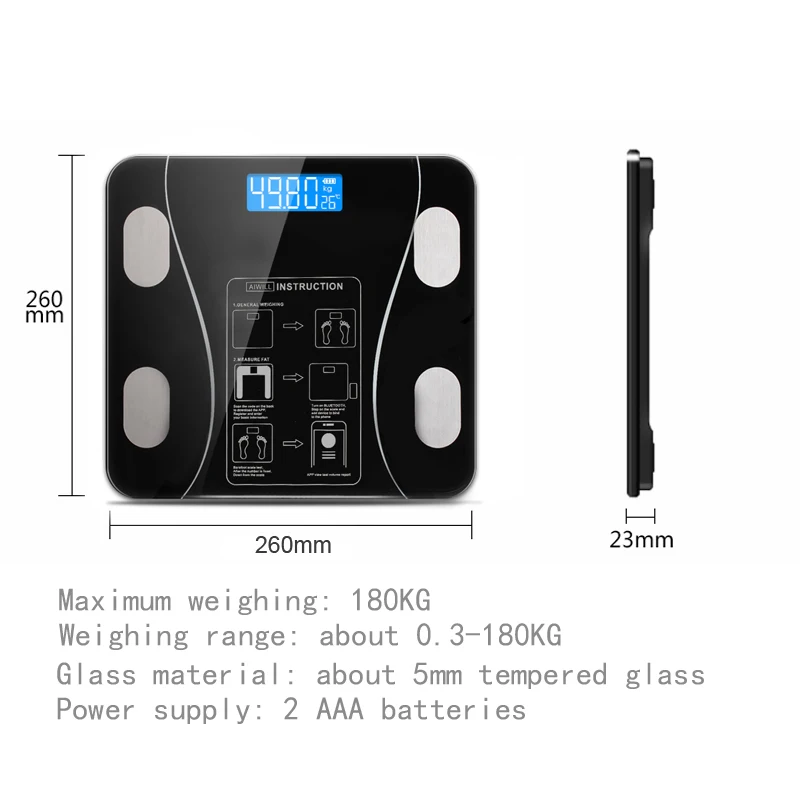 

Bluetooth Body Fat Scale BMI Scales Smart Wireless Digital Bathroom Weight Scale Body Composition Analyzer Weighing Scale