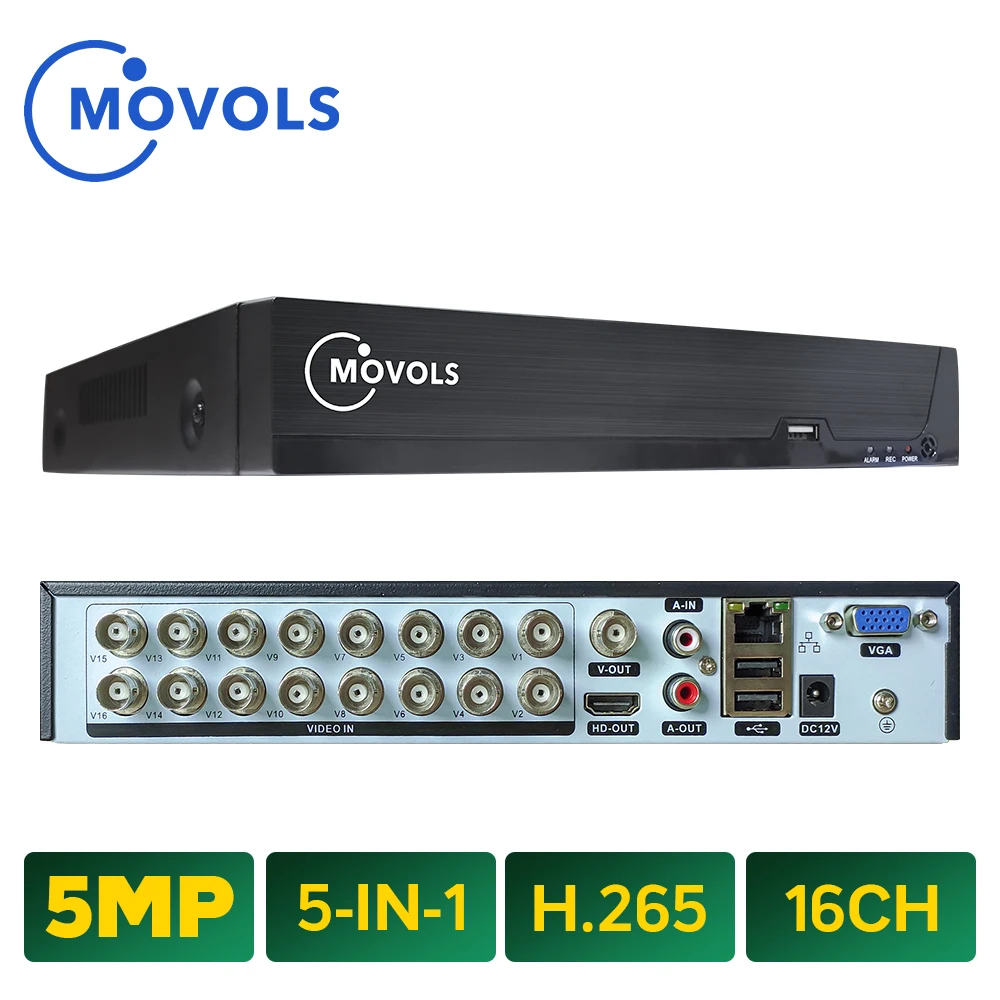 Видеорегистратор MOVOLS 16 каналов CCTVH.265 5 Мп проводная аналоговая IP камера