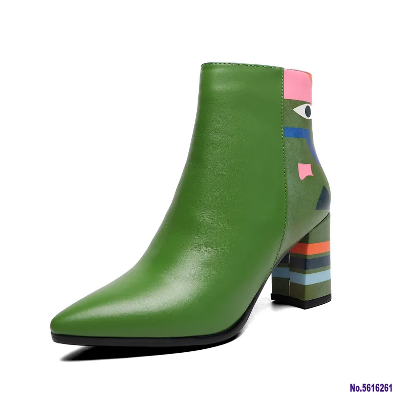 2020 модные брендовые женские ботильоны с принтом женская обувь на высоком каблуке