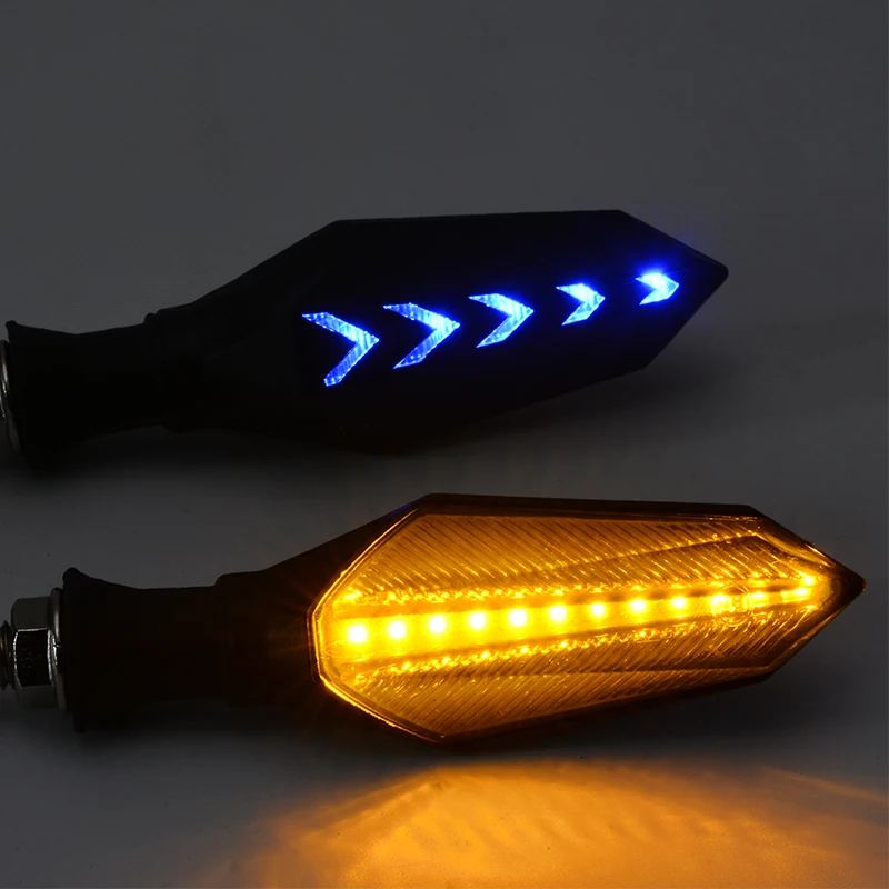 

Universal 2pcs 8mm Motorcycle LED Turn Signal Lamp Sequential Flowing Flash Indicator Lights Amber Running Light Blue Lights