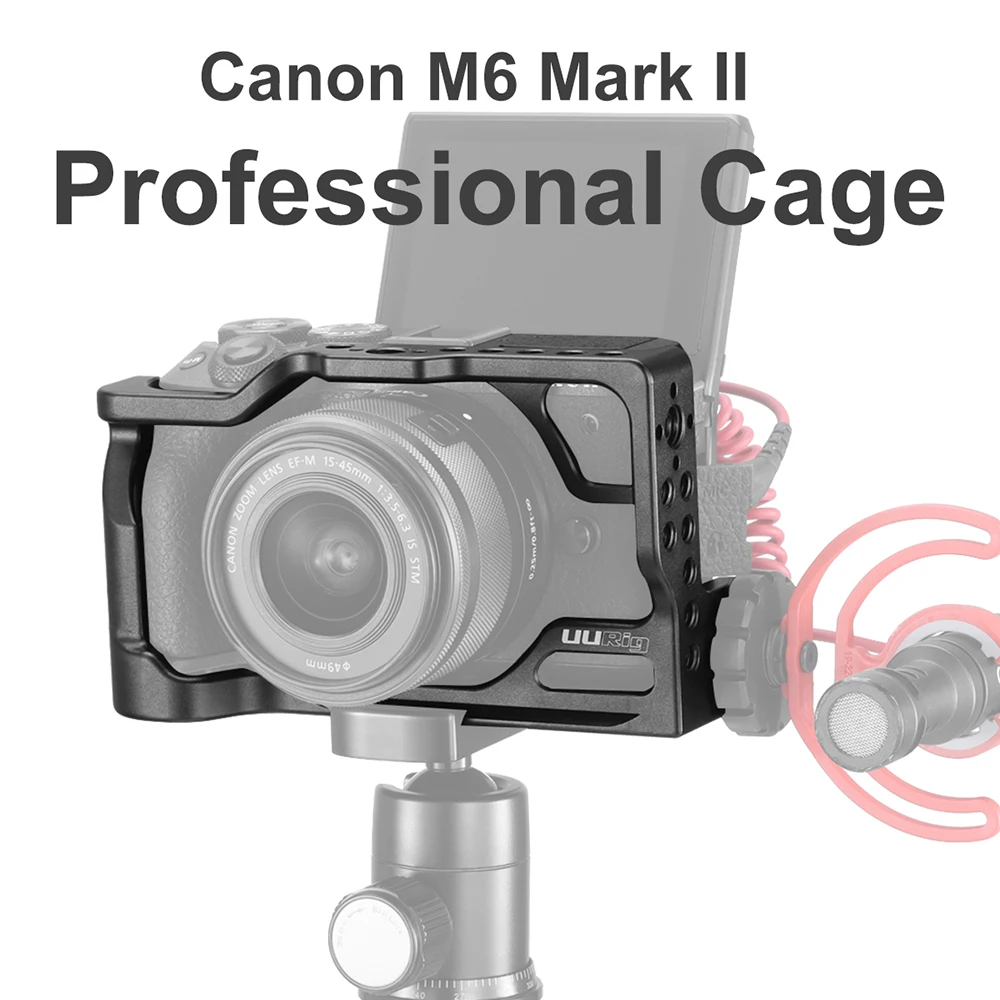 Профессиональная камера клетка для Canon M6 Mark II микрофон светодиодный Vidoe светильник монитор Vlog клетка с холодным башмаком 1/4 винт