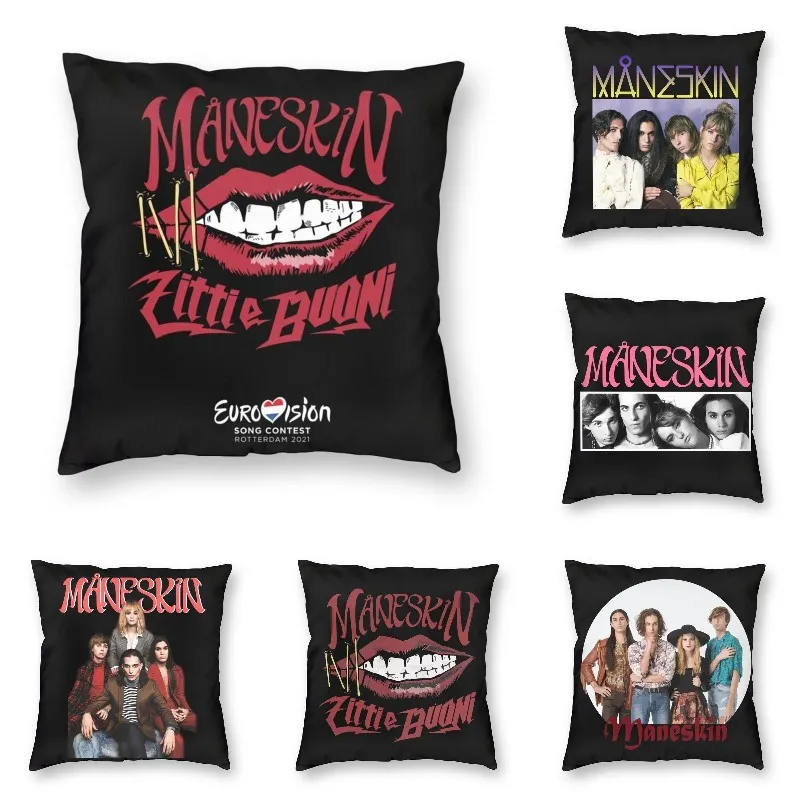 

Nordic Maneskin Zitti E Buoni Logo Cushion Cover Polyester Italy Hip Hop Band Throw Pillow Case Square Pillowcase Home Decor