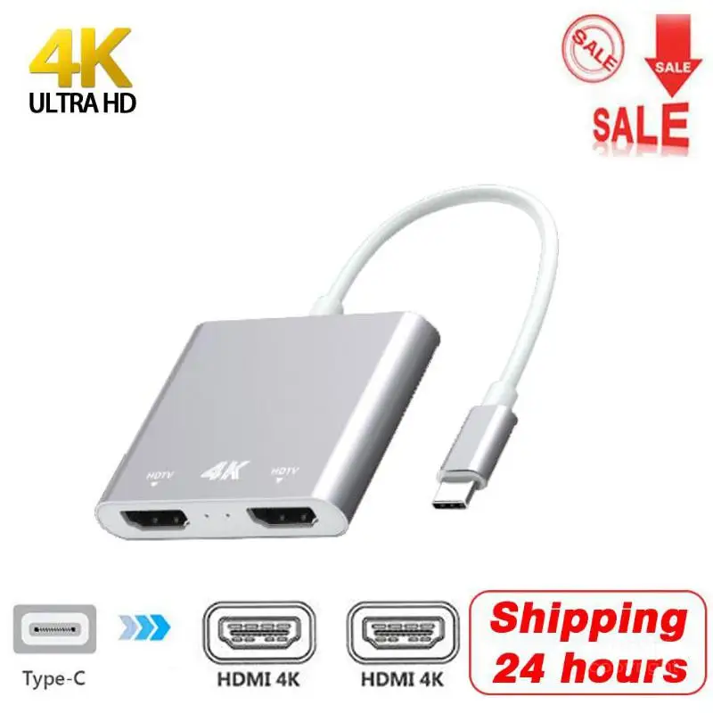 Usb type C к HDMI адаптер USB C к двойному HDMI кабель конвертер «Папа-мама» для Macbook Chromebook samsung S8 huawei