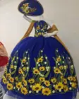 Женское праздничное платье на бретельках, синее платье для торжества, 15 лет, 2021