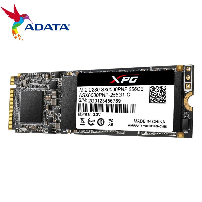 ADATA XPG SX6000PNP PCIe 256 ГБ 512 Гб Gen3x2 M.2 2280 NVMe до 2100/1500 Мб/с твердотельный накопитель