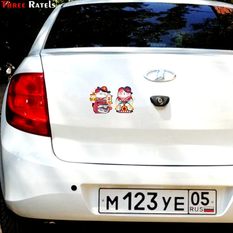 Три Ratels FTC 673 # милая улыбка Neko с капюшоном Китти Кэт автомобиля Стикеры на