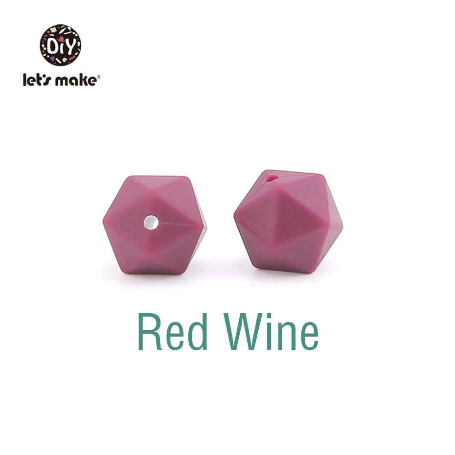 Red Wine Let's Make 10 шт. 14 мм Силиконовые Бусины шестиугольник Bpa Бесплатно Силиконовый Прорезыватель Diy Прорезыватель для зубов Детские Жевательные Аксессуары Детские Прорезыватели - Цвет: Red Wine