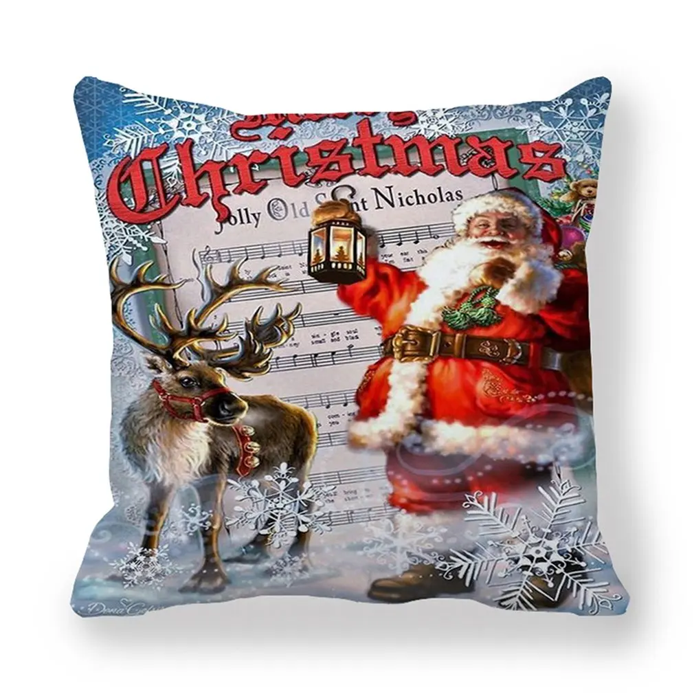 

45cmX45cm Christmas Pillow Santa Claus Cute Snowmen 2022 Christmas Cushion Sofa Pillow Case Bedroom Decor Cushion