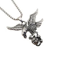 316l stainless steel antique fly eagle necklace pendant ealge monste mask skull pendant necklace fashion jewelry