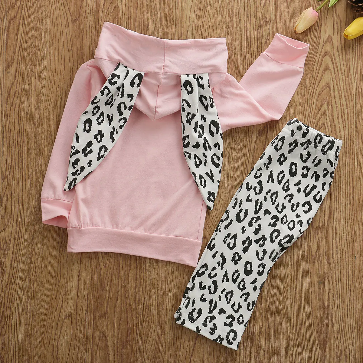 Модная зимняя одежда для маленьких девочек толстовка с капюшоном и кроличьими