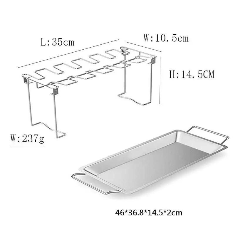 

BBQ Non Stick Chicken Duck Tools Grill Stand Steel Holder Rack Chicken Wing Leg Rack Grill Holder with Drip Pan