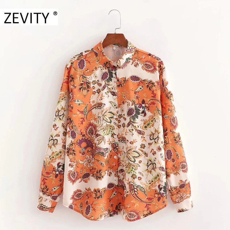 Женская винтажная блузка с принтом Пейсли ZEVITY Повседневная Блузка длинным
