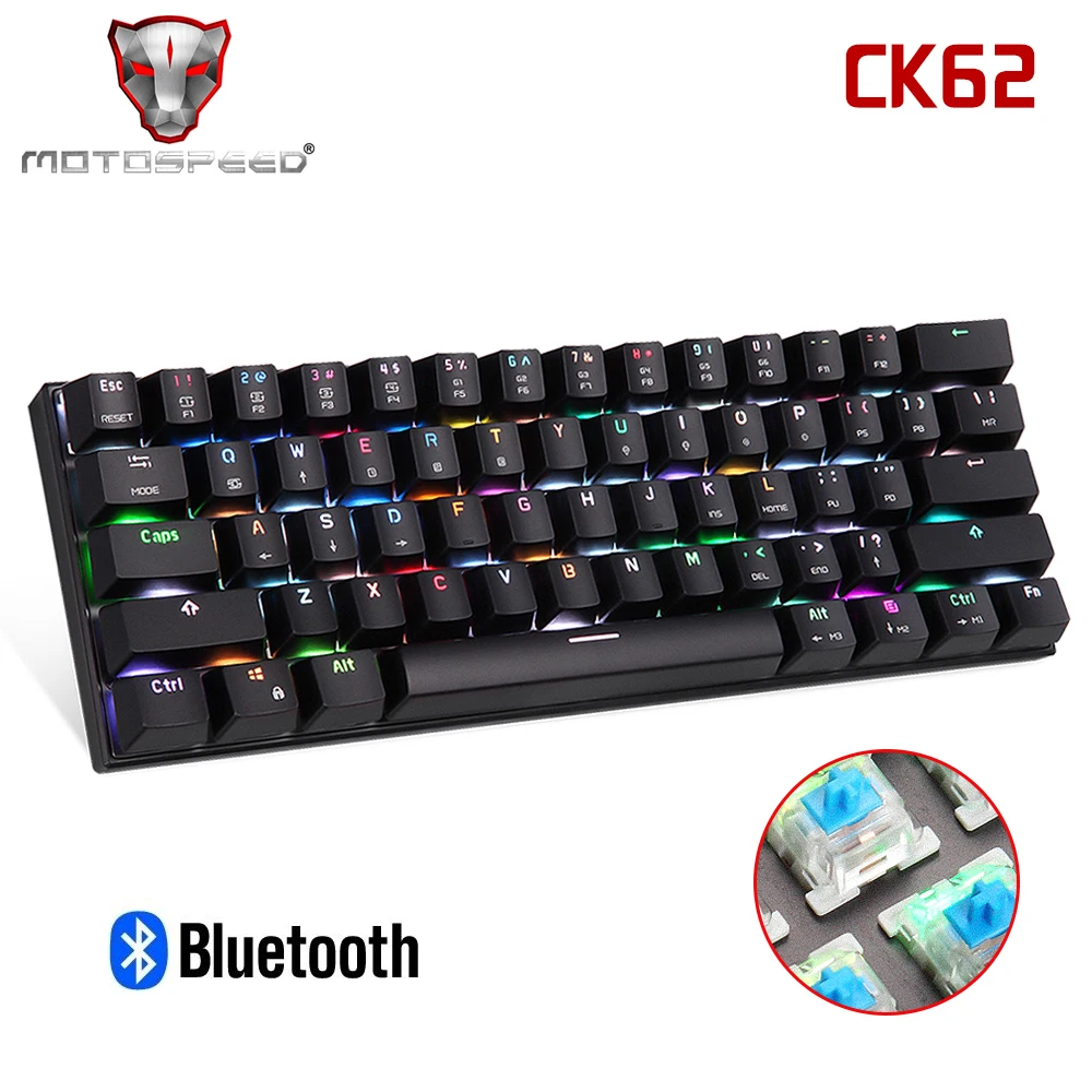 MOTOSPEED Bluetooth механическая клавиатура CK62 RGB игровая клавиатура синий переключатель скорости все анти-призрак ключи для компьютера ТВ коробка геймера