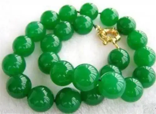 

new hot 10MM NATURAL GREEN JADE BEAD NECKLACE 18" AAA+