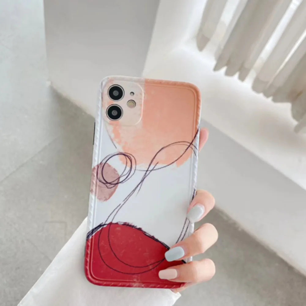 

Artistic Color Block Phone Case For Iphone 11 Pro Max Xr Xs Max X 7 7 Puls 6 6s 7 8 Puls Frosted Simple Soft Rubber Shell