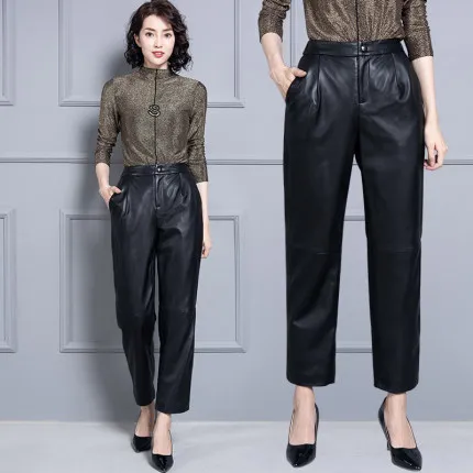 

Женские модные брюки из натуральной овечьей кожи KP3, 2020