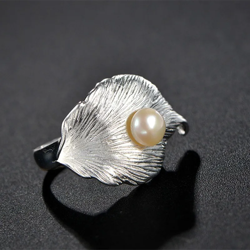 Регулируемые эмалевые кольца для влюбленных с жемчугом и листьями|Кольца| |