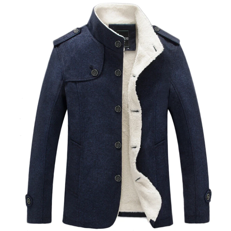 

Winter Jacket Men Fur Collar Wool Outwear Coat Men's Casual Stand Collar Woolen Parka Mens Jacket And Coat Jaqueta Masculino