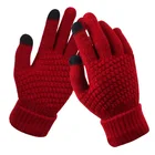 Новинка 2020, женские кашемировые шерстяные вязаные перчатки, зимние теплые плотные перчатки, однотонные варежки для планшетов, Прямая поставка