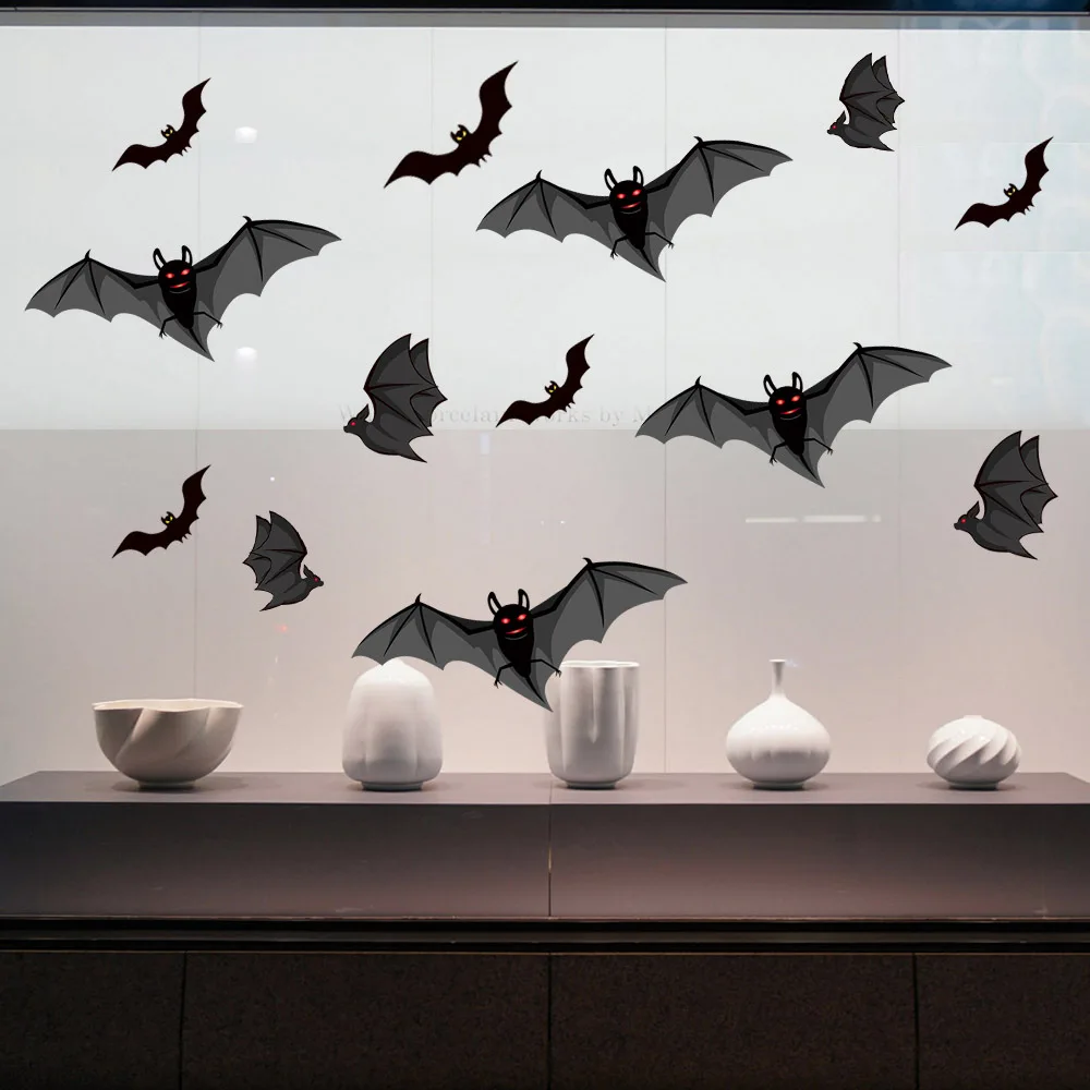 

DIY Halloween Glass Window Stickers Electrostatic Stickers Static Stickers Halloween Decorations Haunted House Props Scene Decor