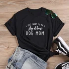 Женская хлопковая футболка с коротким рукавом, круглым вырезом и принтом собаки
