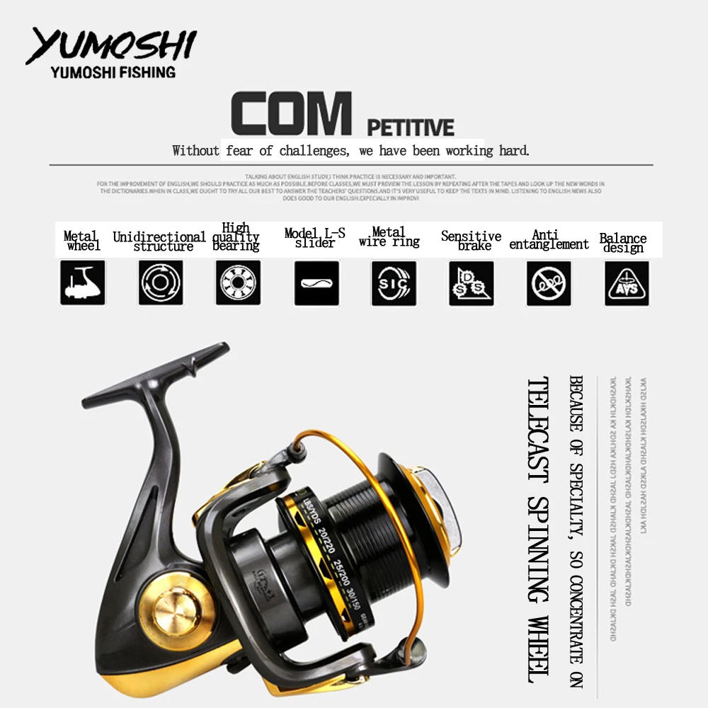 Yumoshi новая длинная Рыбацкая катушка с большой оправой удаленные колеса
