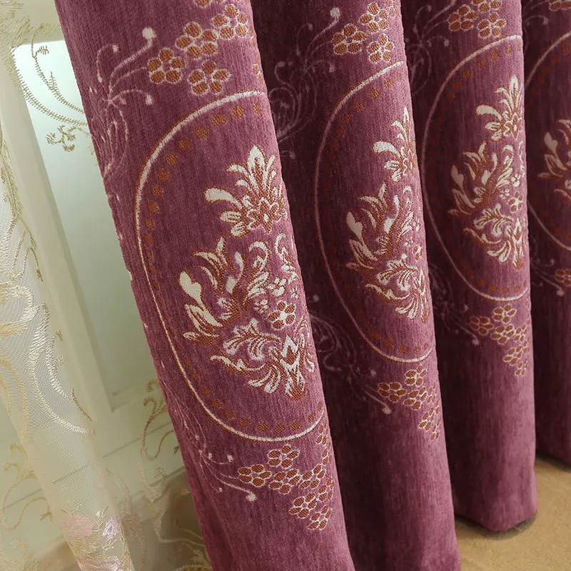 

European Cashmere Chenille Jacquard Curtains Fabric Living Room Balcony Curtains Wholesale Customizable Finished Products