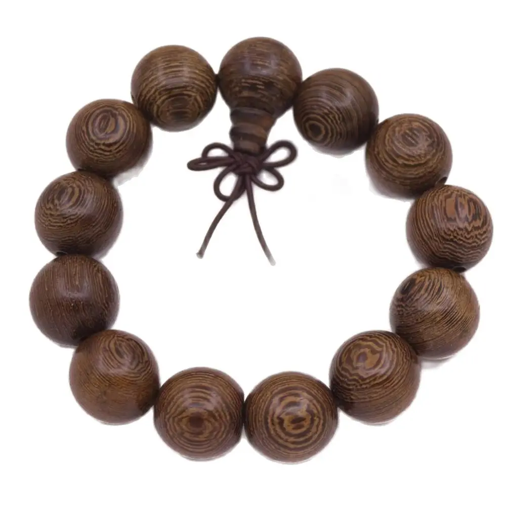 

18mm Round Natural Wood Prayer Beads Stretch Bracelet Jewelry 8"
