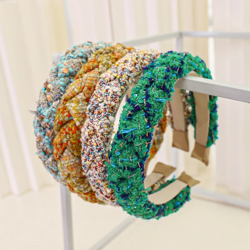 

2021 Winter Wool Braided Bezel Hairband Women Clips Hair Accessories Girls Headband Opaska Do Wlosow Bandeau Femme Diademas