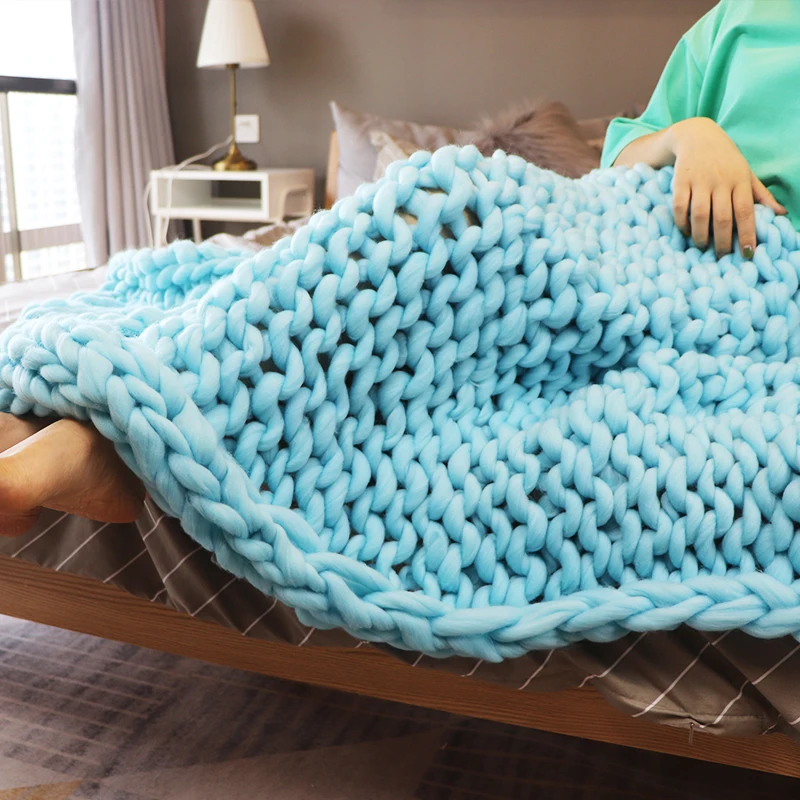 Одеяло массивное трикотажное из хлопковой пряжи одеяло для взрослых на кровати