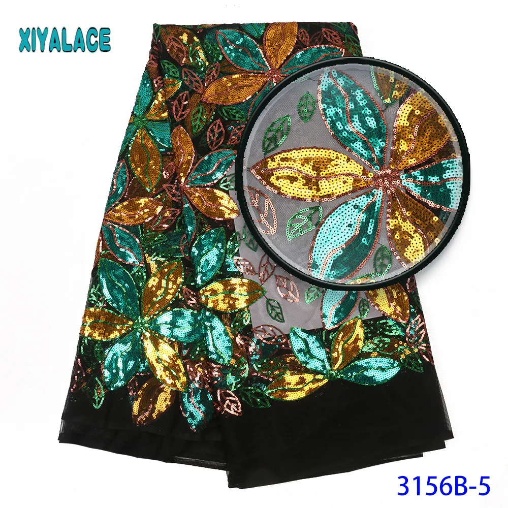 

Latest Sequins Lace Fabric Wedding High Quality African Nigerian Tulle Lace Fabric Embroidery For African Party Dress 3156b