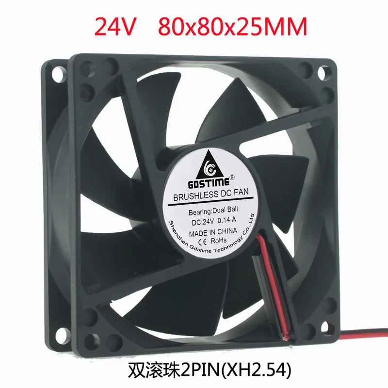 Бесщеточный вентилятор охлаждения с двумя шарикоподшипниками 12 В 24 48 2 контакта