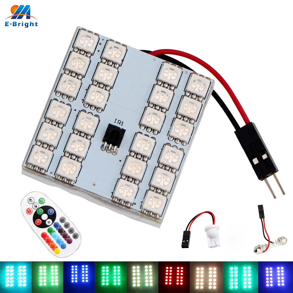 2X лампочки 12 в 5050 24 SMD RGB 480LM контроллер Автомобильный номерной знак свет авто