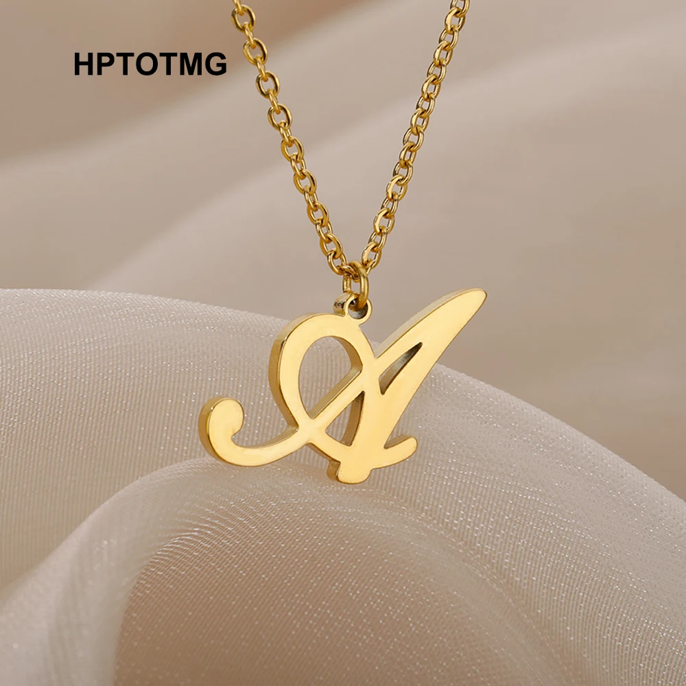 

One Piece Gold Initial Letter A-Z Necklace for Women Goth A-Z Letter Pendant Choker Chain Necklace Stainless Steel Jewelry Gifts