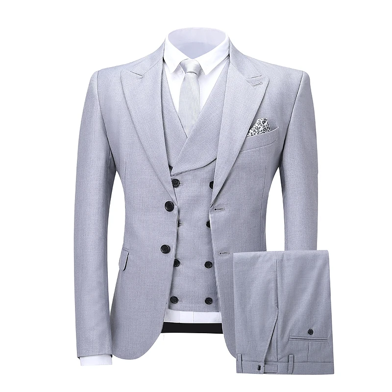 Новинка 2019 серый мужской костюм приталенный 3 предмета облегающий смокинг на