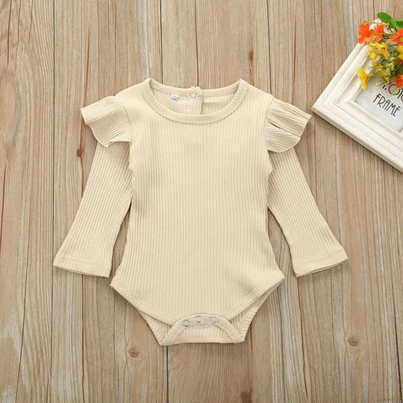Одежда для новорожденных девочек бежевые боди с длинными рукавами штаны в