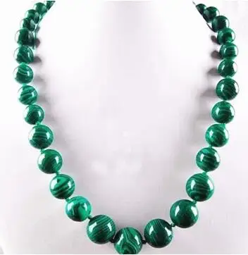 

6-14mm green artificial malachite semi-precious stone round beads diy necklace for women party jewelry 18inch