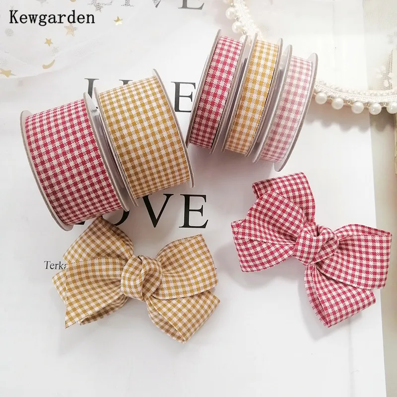 

Kewgarden Linen Plaid Ribbon 1.5" 1" 10mm 25mm 38mm DIY Corsage Hairbow Crafts Sewing Accessories Handmade Tape 10 Yards