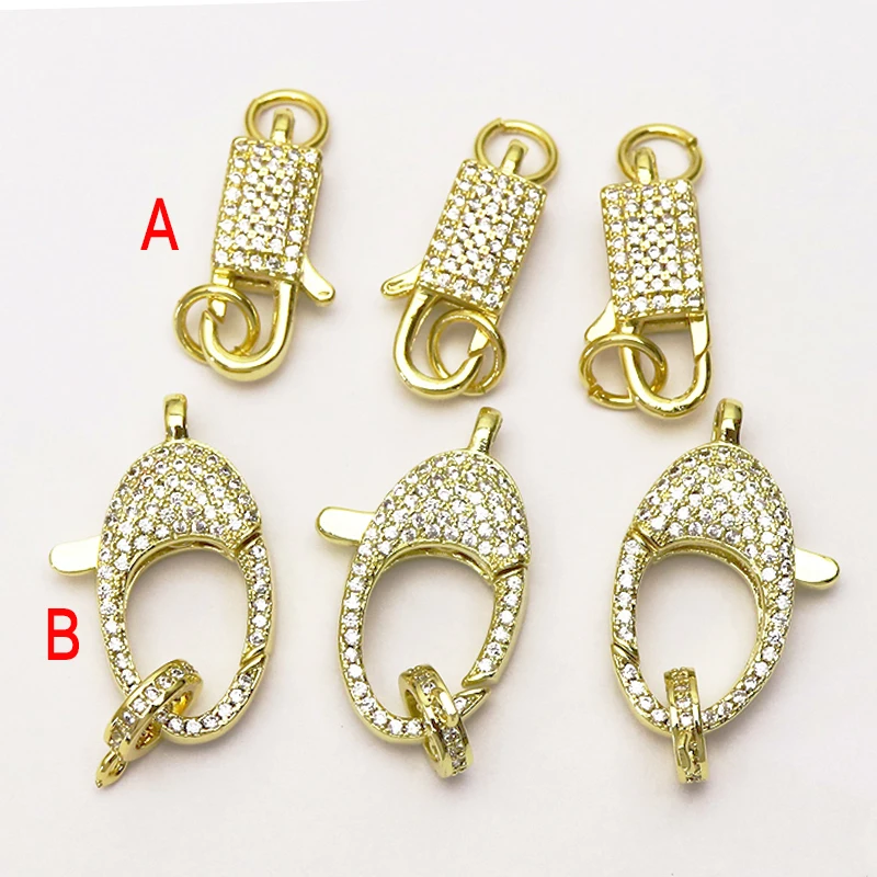 

10Pcs lobster Clasp pendants zircon Lobster zircon clasp accessories Gold color clasp for jewelry making 7287